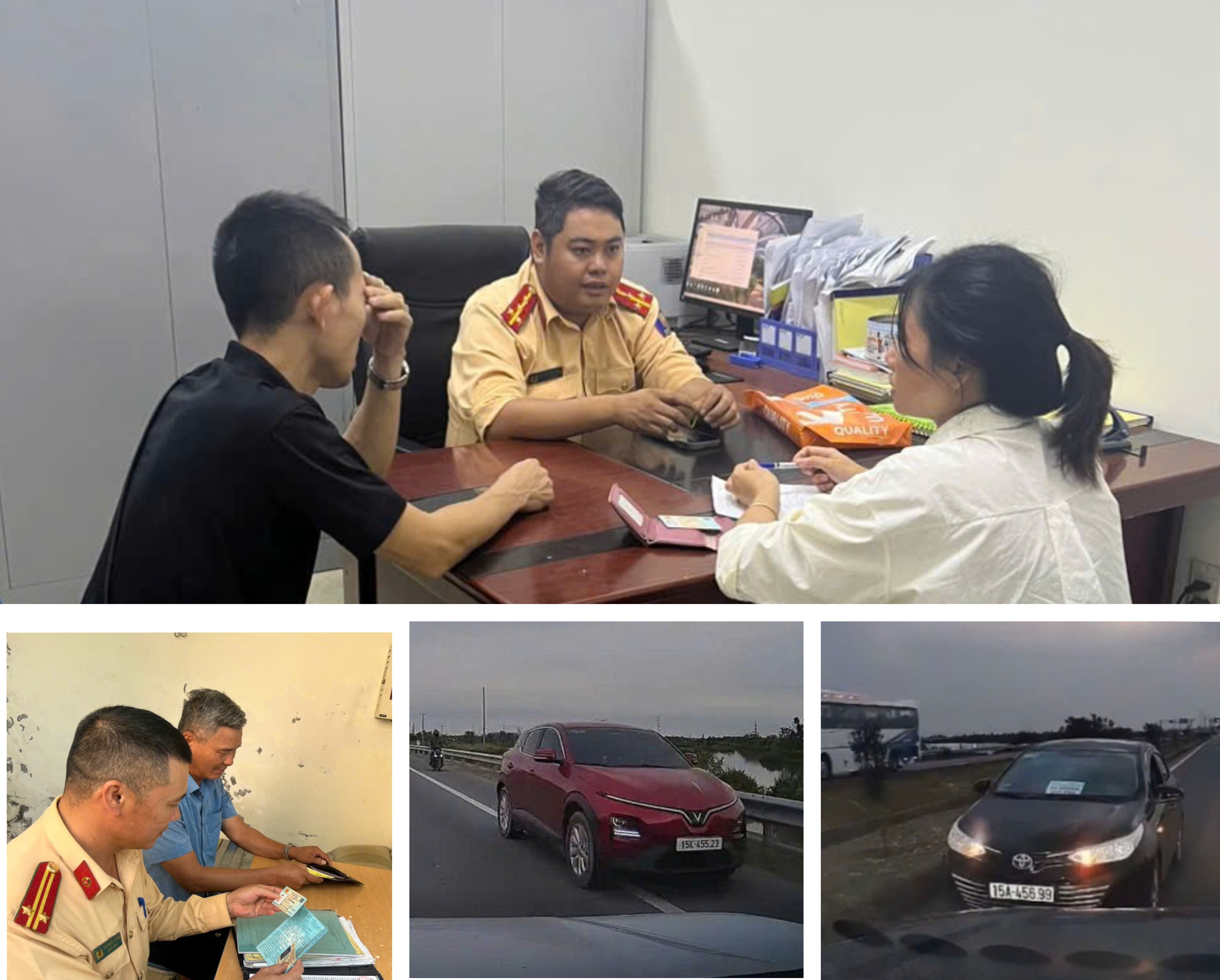 Đội Cảnh sát giao thông đường bộ số 4 xử lý 02 trường hợp điều khiển phương tiện giao thông ngược chiều tuyến đường Tân Vũ- Lạch Huyện